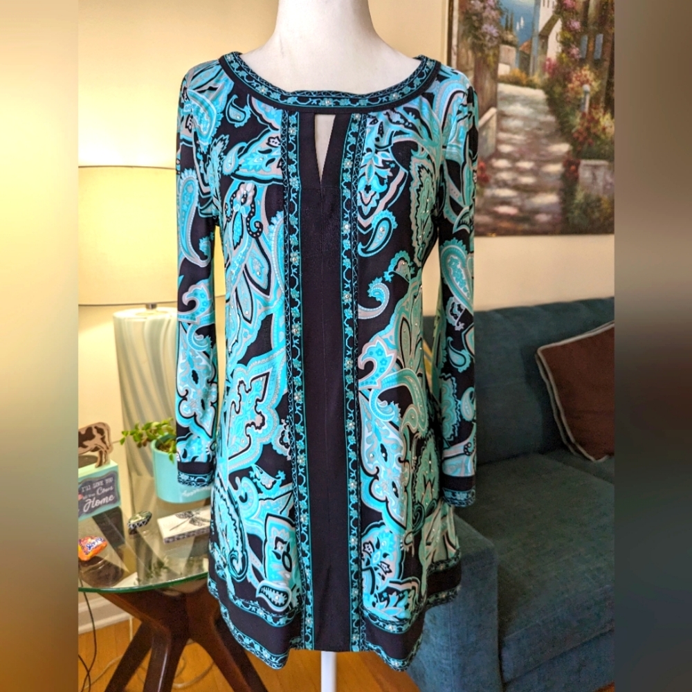 INC INTERNATIONAL CONCEPTS SMALL TUNIC TOP DRESS LONG SLEEVE LIGHTWEIGHT…